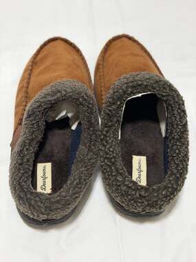 Dearfoams Men's Alexander Microsuede Moccasin Clog Slippers Chestnut